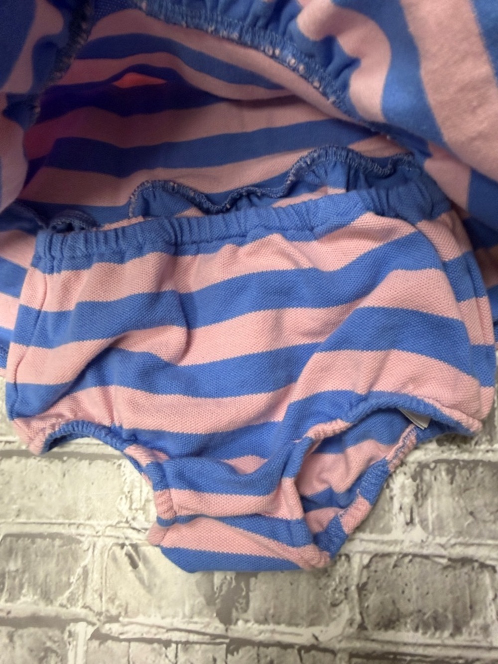 Ralph Lauren Blue and Pink Striped Polo‎ Sundress with Matching Bloomers - Picture 5 of 6